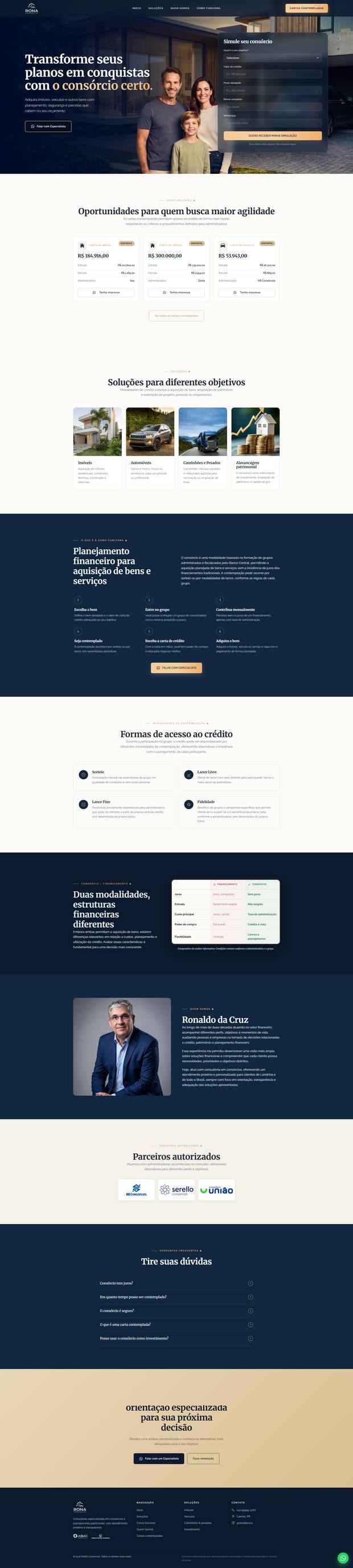 Site RONA Consórcios